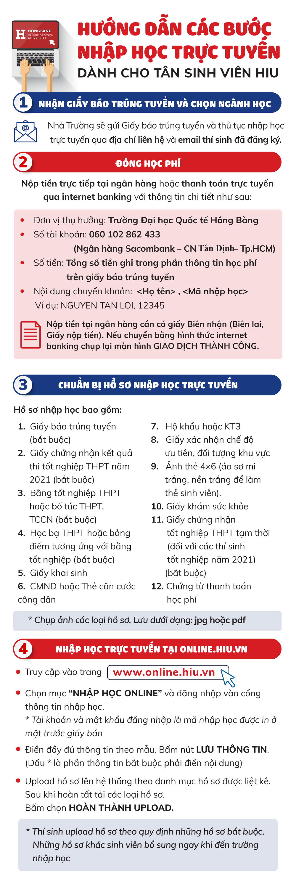 Hướng dẫn nhập học online HIU