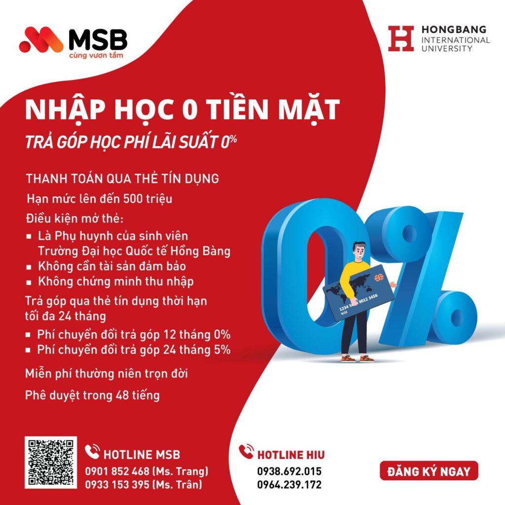 Nhập học 0 tiền mặt