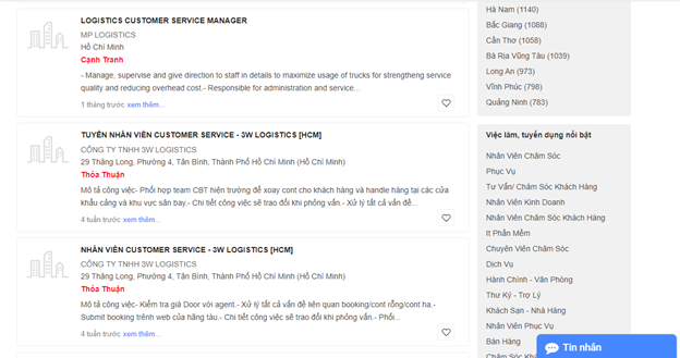 Vị trí tuyển dụng của Customer Service Logistics