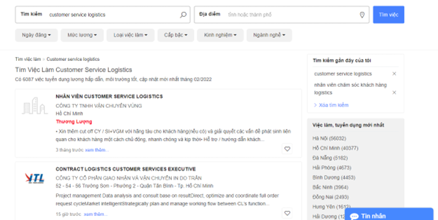 Vị trí tuyển dụng của Customer Service Logistics